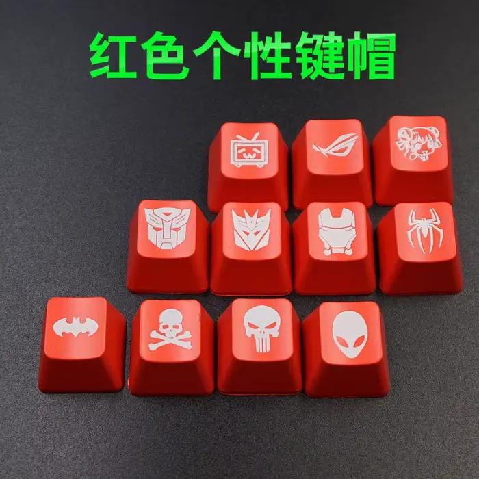 Clavier mécanique personnalité rétro-éclairage keycap rouge pour transformateurs chauve-souris araignée Iron man Alien punisseur crâne bilibili ROG Girl
