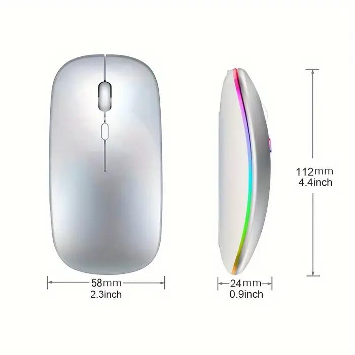 Souris sans fil Bluetooth et 2.4GHz rechargeable avec éclairage RVB ergonomique pour PC, iPad, ordinateur portable, téléphone portable et TV occasions spéciales