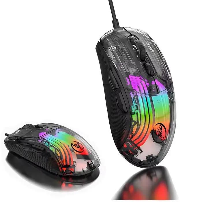 Souris transparente RGB lumière colorée