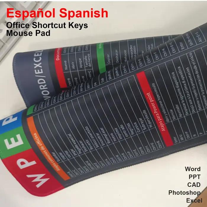 Tapis de souris à raccourcis espagnols – Grand