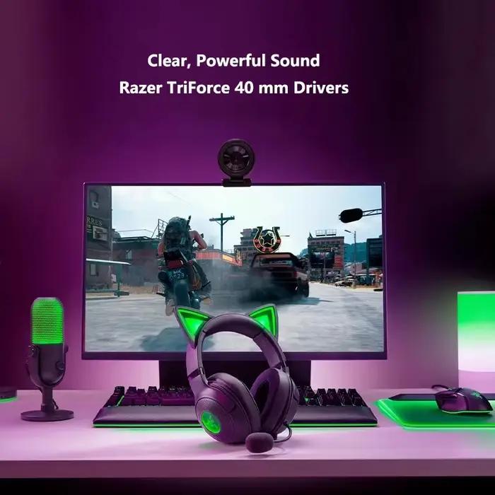 Casque filaire USB Razer Kraken Kitty V2 - Éclairage réactif au flux - Micro cardioïde hyperclé - Pilotes 40 mm - Son