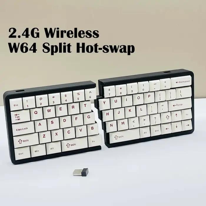 W64 – clavier mécanique ergonomique divisé 2.4G