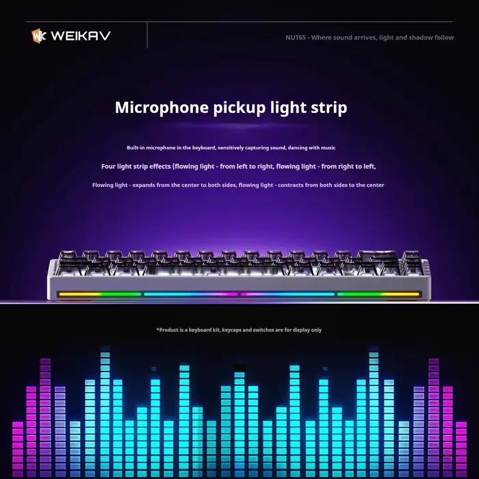 Weikav NUT-65 clavier mécanique rvb Tri-Mode en alliage d'aluminium Kit de jeu avec deux Structure de joint équipement de bureau informatique