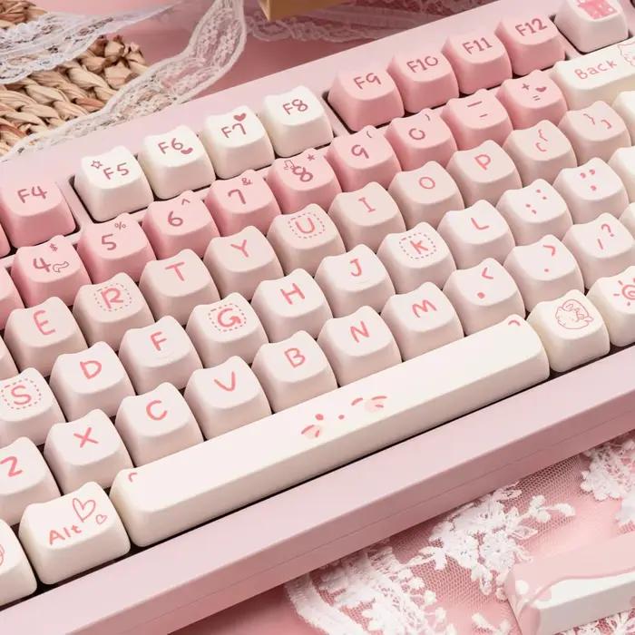 Pink Kitten, Girl MAO Keycap PBT 134 touches