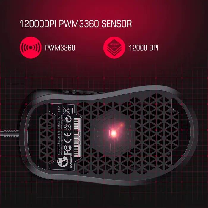 Souris de jeu filaire GameSir GM500 souris PC léger capteur optique PMW33600 12000 DPI pour Windows 7 10 11 confort joueur gaming