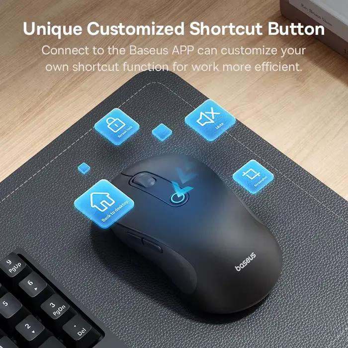 Baseus F02 souris sans fil Bluetooth 5.2 2.4G 4000DPI ergonomique 7 boutons muets