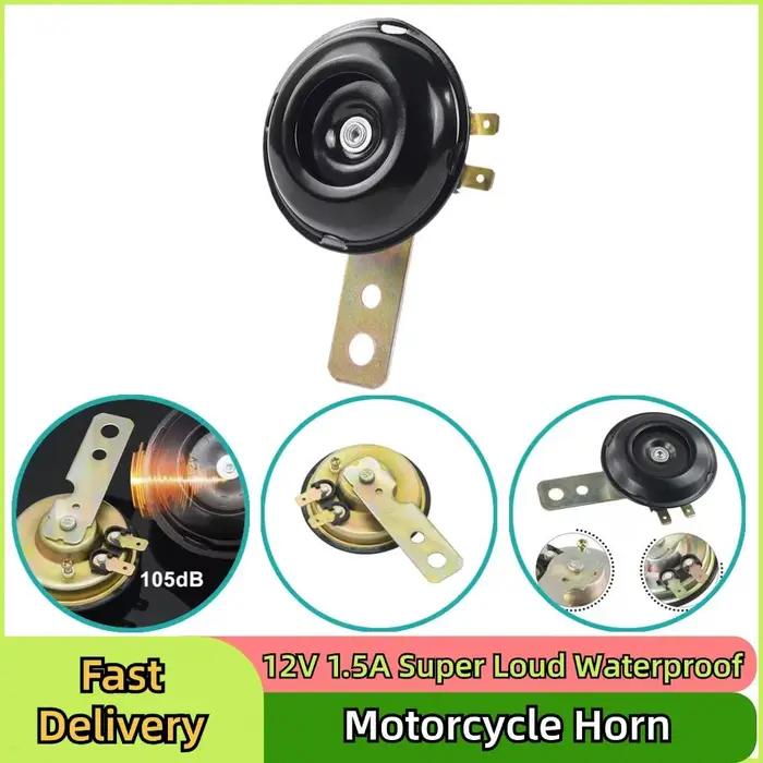 Klaxon de moto 12V 1,5a, Super fort, étanche, rond, haut-parleur universel pour Scooter, moto, vélos électriques, cyclomoteurs, klaxon électrique