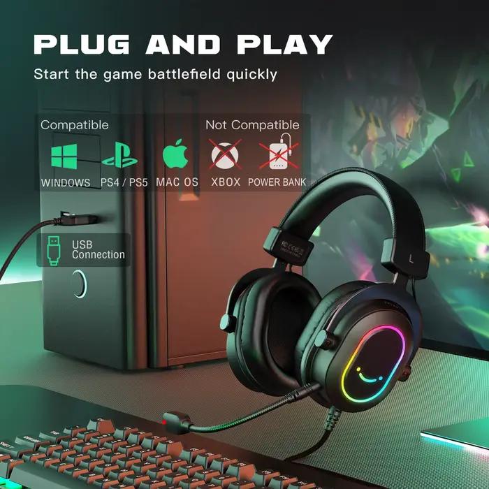 Fifine – casque de jeu dynamique RGB