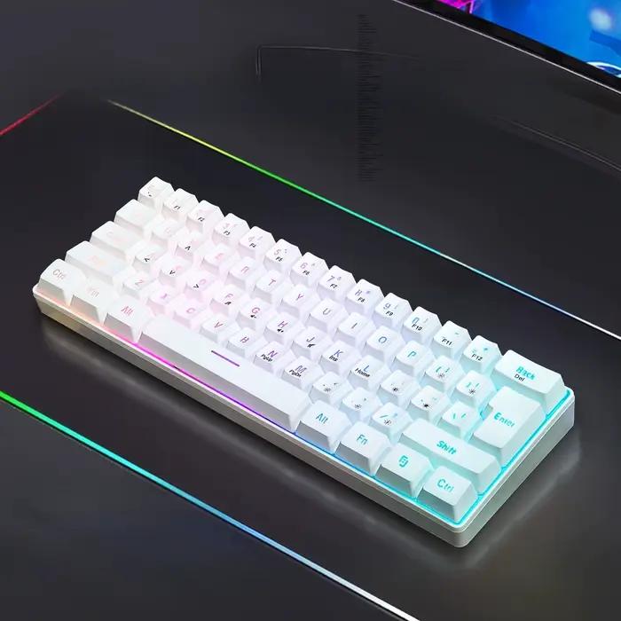 Clavier RGB Gamer 60% Ergonomique Mini PC Blanc