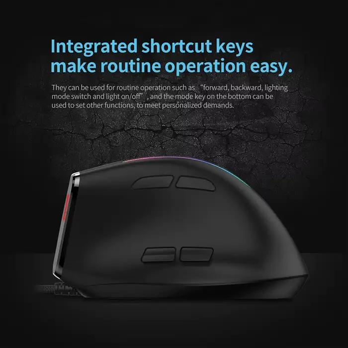 ZELOTES T-50 souris RGB verticale filaire ergonomique 12800 DPI réglable pour ordinateur de jeu