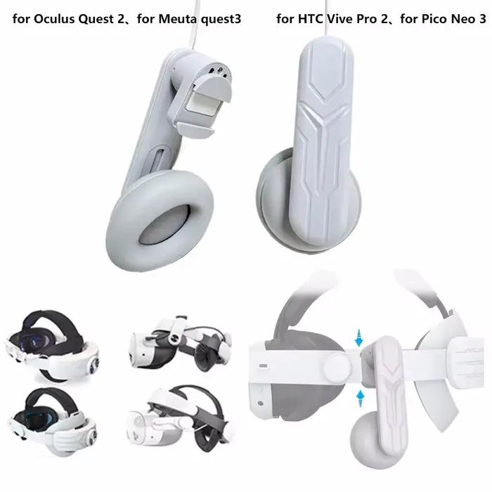 Casque à clipser blanc confortable pour Meta Quest 3 et Quest 2, accessoire d'écouteurs de jeu VR pour expérience immersive et confort optimal occasions spéciales gaming