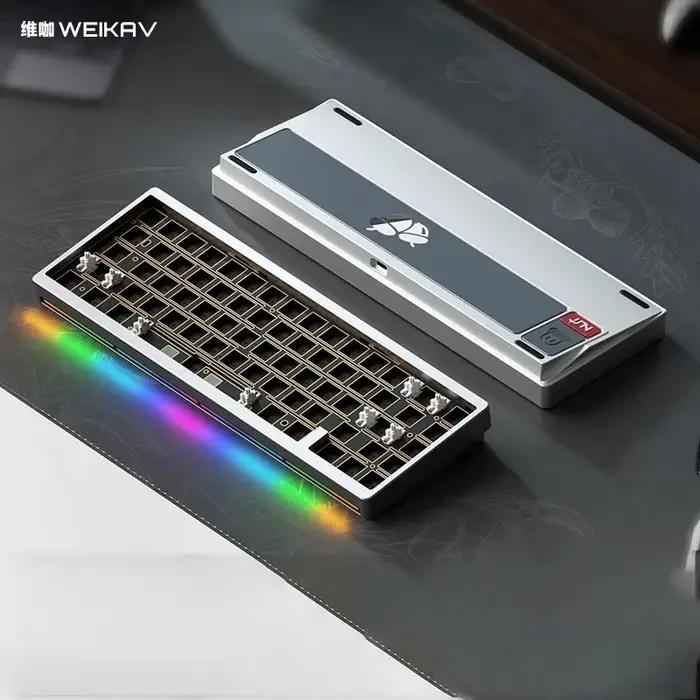 WEIKAV NUT65 clavier mécanique Kit en aluminium sans fil Tri-Mode personnalisé échange à chaud Rgb joint Support QMA VIK bureau jeu Keyoard