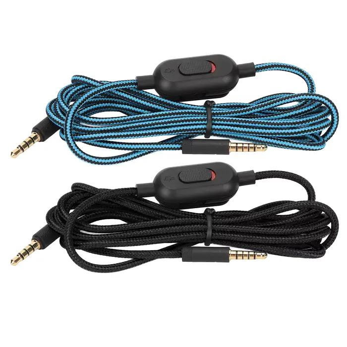 Câble tressé pour casque de jeu avec contrôle du volume et interrupteur muet