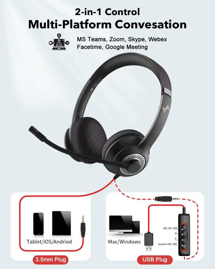 Casque USB avec micro pour PC