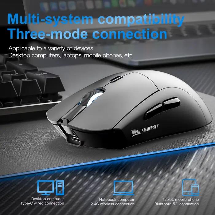 SMAILWOLF RS7 Bluetooth souris de jeu sans fil PAW3311 macro pilote ordinateur portable