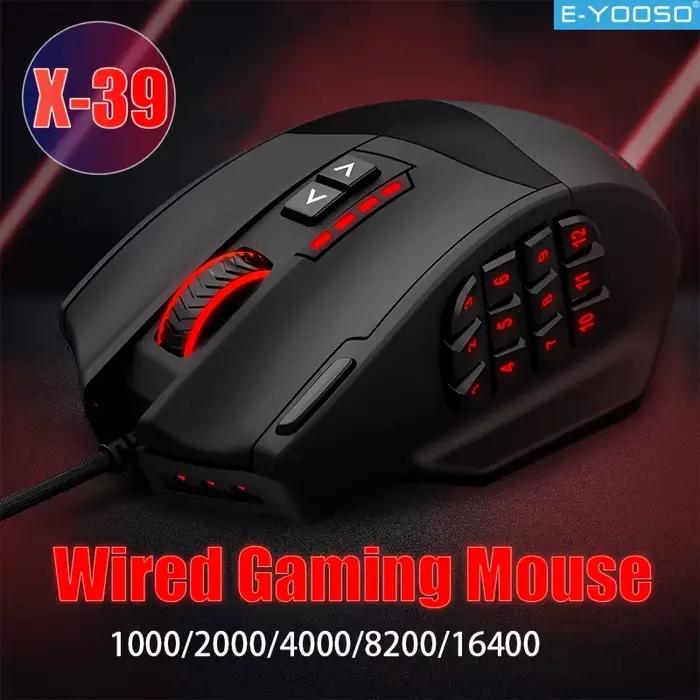 E-YOOSO rvb souris de jeu filaire forme ergonomique 16400 DPI