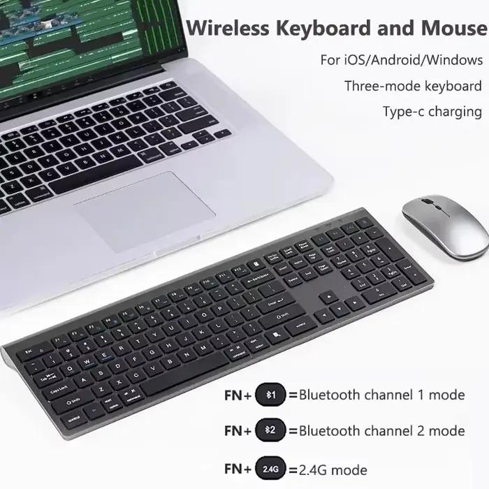Ensemble clavier et souris sans fil Bluetooth 5.0 et 2.4G
