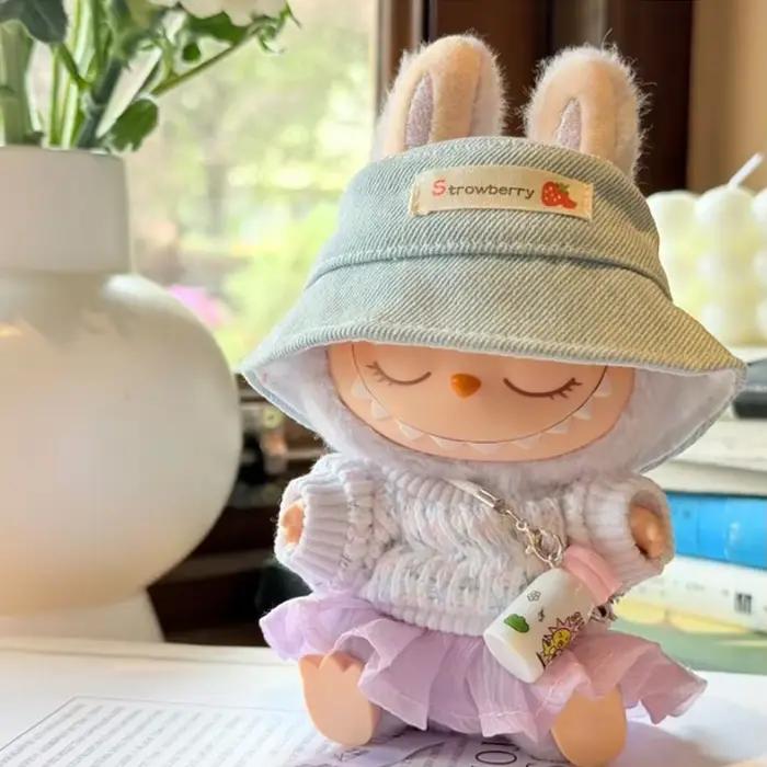 Accessoires pour Labubu V1 V2, vêtements pour Labubu, série de fête assise, ensemble jupe et chapeau en fil doux d'été