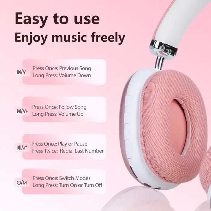 Casque sans fil rose B40 Bluetooth 5.3