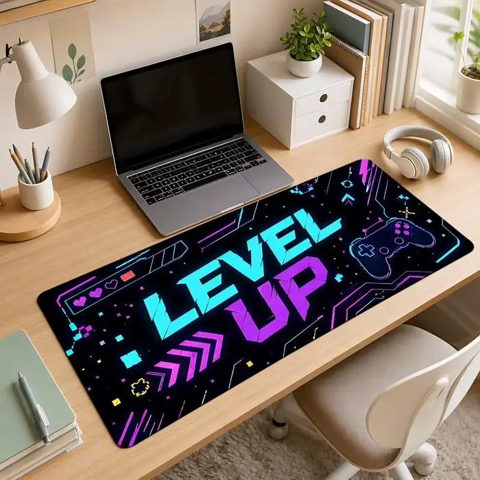 Tapis de souris de jeu LEVEL UP bleu et violet