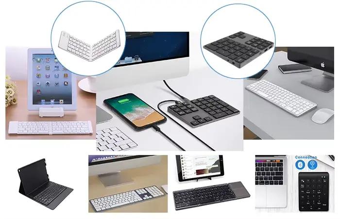 Clavier portable sans fil noir avec pavé tactile