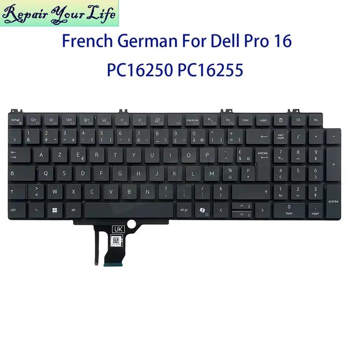 Clavier rétroéclairé allemand français pour Dell Pro 16 PC 16255 PC16250 Plus PB PB16250 France AZERTY