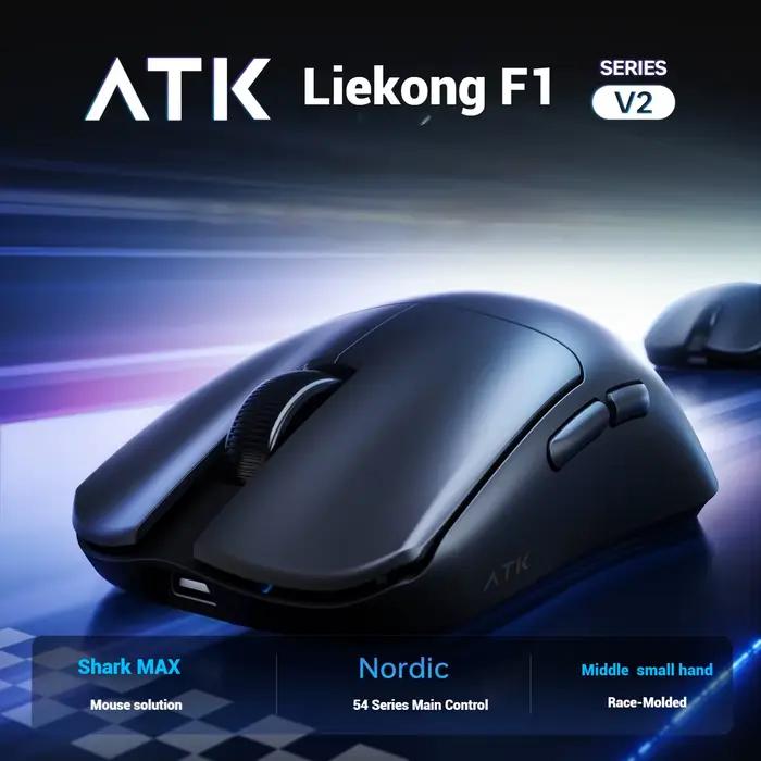 Nouveau ATK Blazing Sky F1 V2 souris sans fil ultime légère PAW3950Ultra 8000Hz ergonomique symétrie extrême jeu e-sport