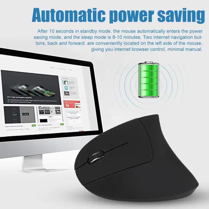 Souris gaucher gaucher 2.4GHz sans fil USB souris optique verticale ergonomique pour PC ordinateur portable souris optique sans fil