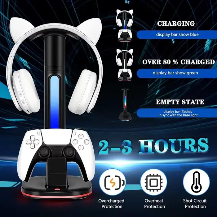 Station de charge de contrôleur avec support de casque RGB