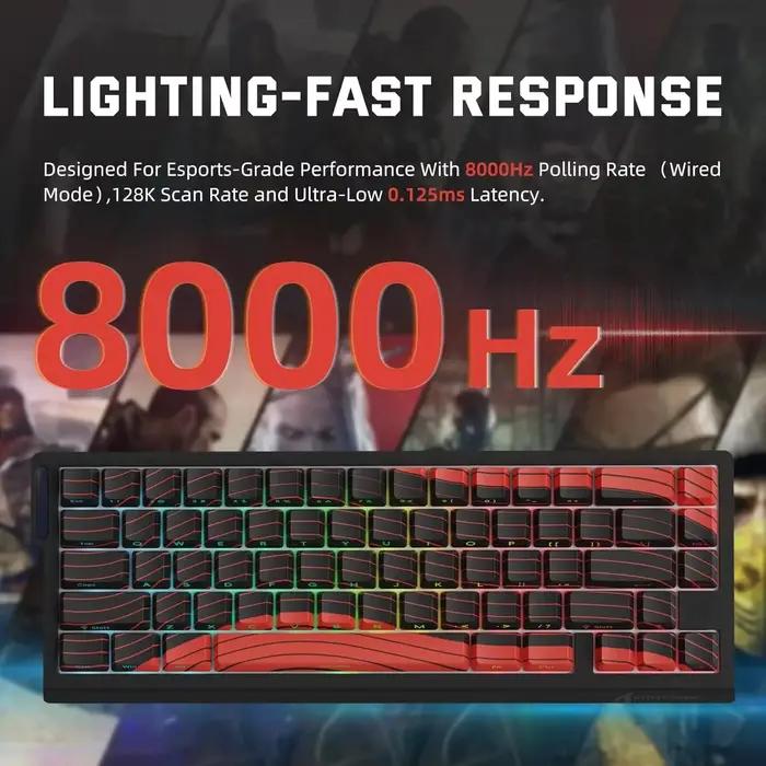 ATTACK SHARK X68 PRO HE clavier de jeu à déclenchement rapide sans fil taux d'érollage 8K échange à chaud rétro-éclairé rvb