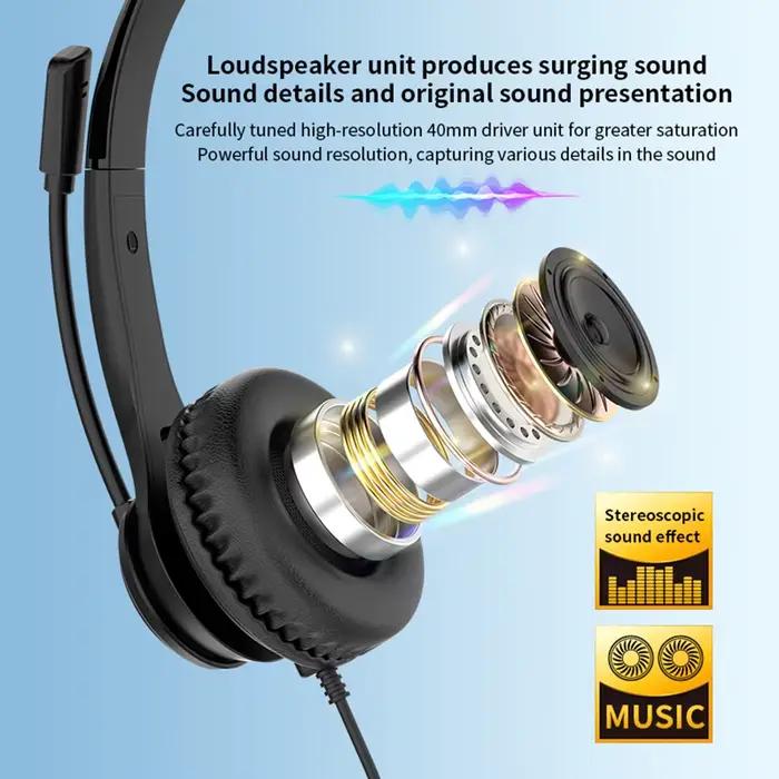 3.5mm/USB casque d'ordinateur avec Microphone antibruit chat réseau enseignement vidéoconférence stéréo filaire