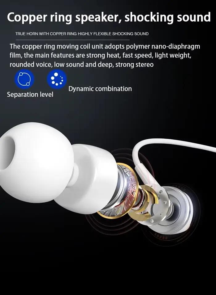 【Livraison rapide】 Dolby Sound dans l'oreille écouteur HIFI caisson de basses universel 3.5mm casque filaire avec micro