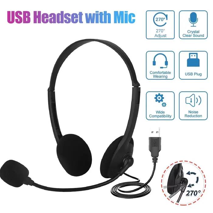 3.5mm/USB casque d'ordinateur avec Microphone antibruit chat réseau enseignement vidéoconférence stéréo filaire