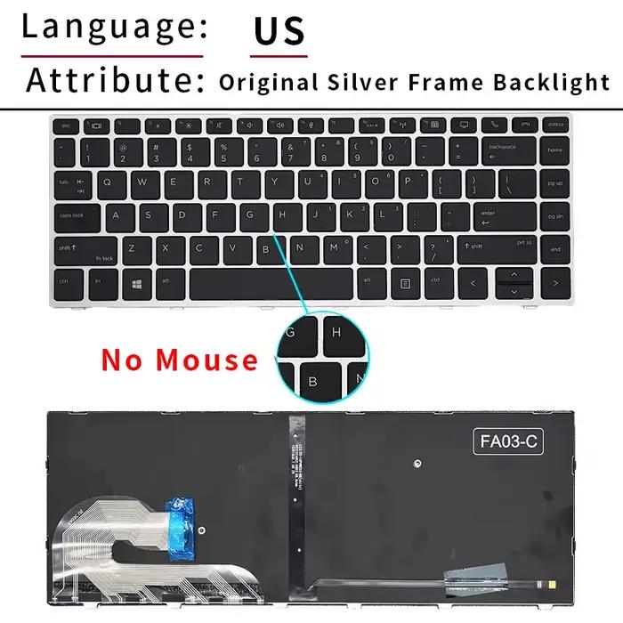 D'origine US Clavier D'ordinateur Portable Russe Pour HP EliteBook 745 G5 840 G5 840 G6 846 G5 846 G6 L14378-001 L11307-001 Avec Rétro-Éclairage