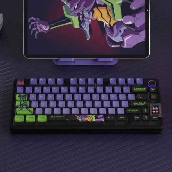 Clavier mécanique à axe croisé avec touches PBT à sublimation sur le thème de l'anime Neon Genesis Evangelion Unit-01