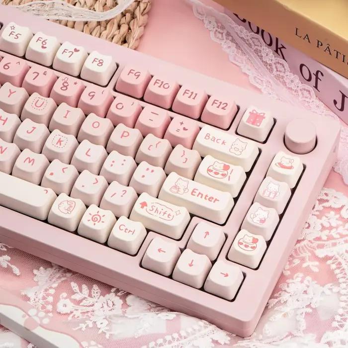 Pink Kitten, Girl MAO Keycap PBT 134 touches