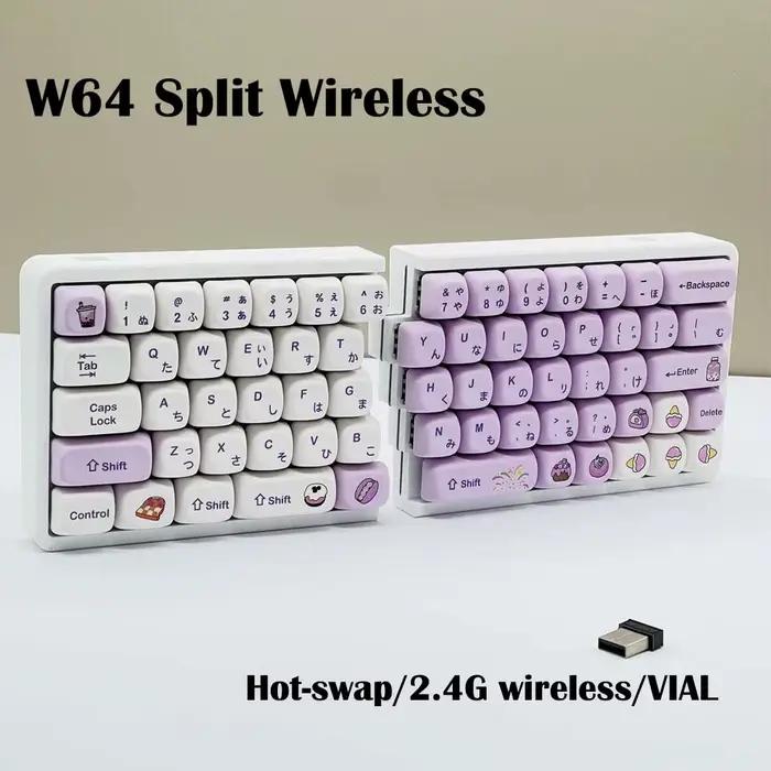 W64 – clavier mécanique ergonomique divisé 2.4G