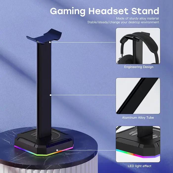 Support de casque, rétro-éclairage rvb