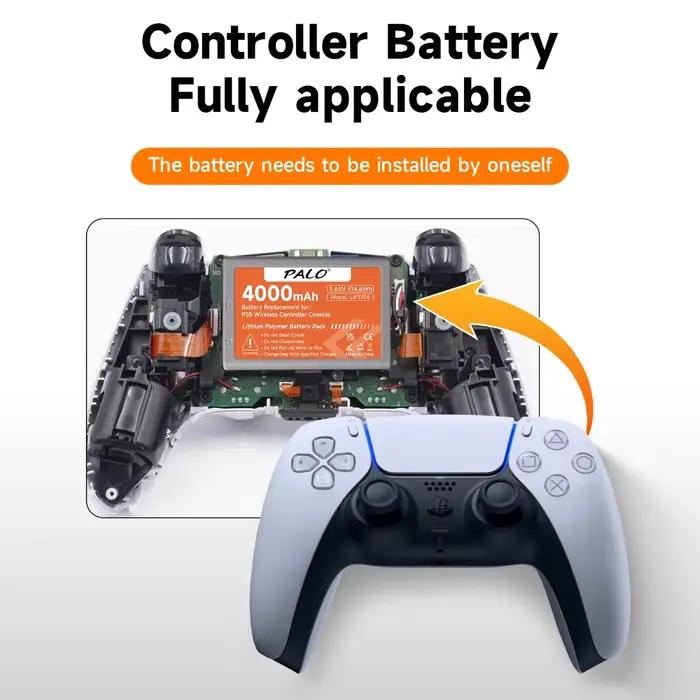 Batterie de Remplacement pour Manette PS5 4000mAh Compatible avec DualSense CFI-ZCT1W CFI-ZCT1J Li-Polymère 61x40x8mm