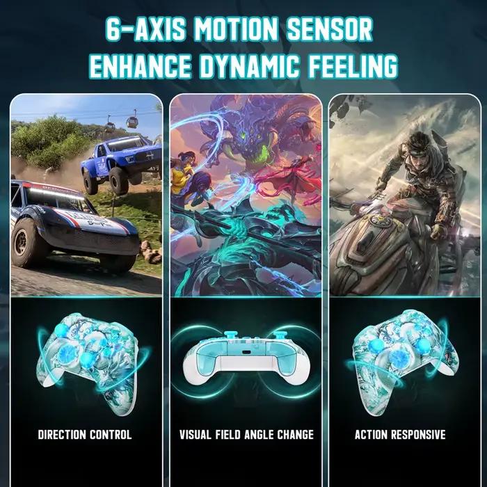 Manette de jeu sans fil FUNCS avec double vibration RGB et effet Hall pour Xbox One, PC, iOS, Android et Steam occasions spéciales