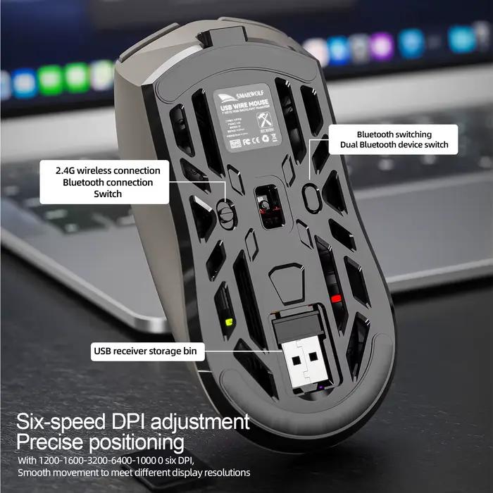 RS8 Bluetooth sans fil 2.4g souris de jeu triple mode léger e-sports jeu 1K taux de retour 10000DPI ordinateur