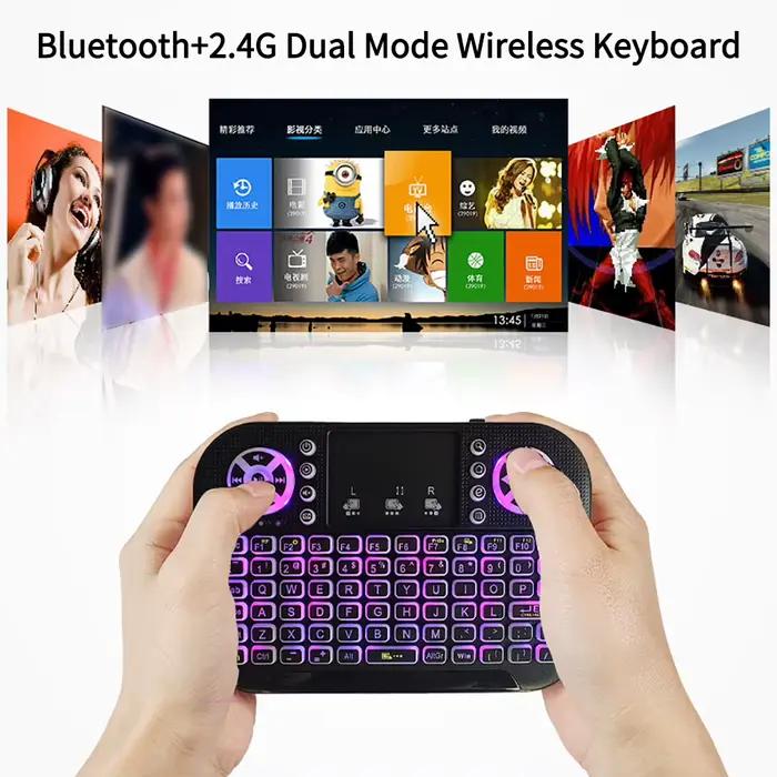 A8 Mini clavier Bluetooth 2.4G double Mode touche portable rétro-éclairé souris pavé tactile télécommande pour Windows Android TV