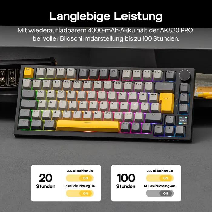 Clavier mécanique AJAZZ AK820 PRO 75% QWERTZ avec disposition allemande ISO-DE