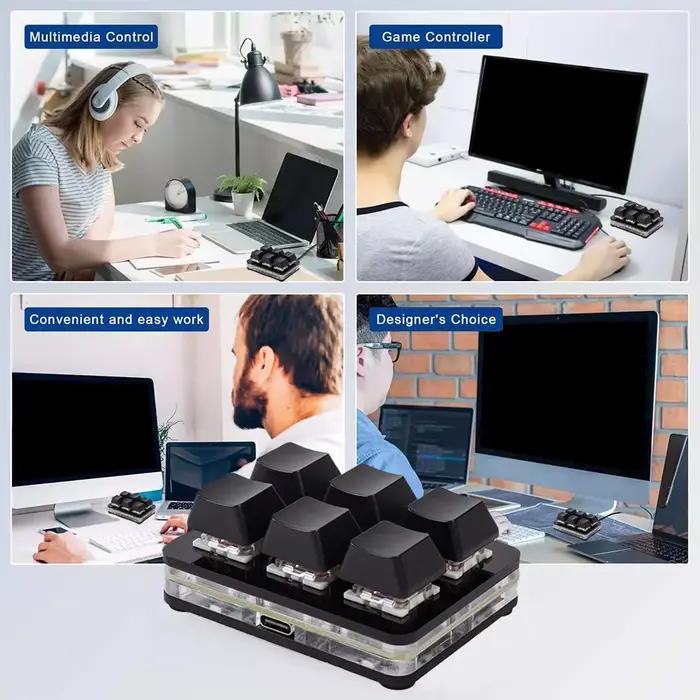 Accessoire Clavier Mécanique Sans Fil Bluetooth à 6 Touches Personnalisables Interface Type-C Pour Gamers Occasions Spéciales