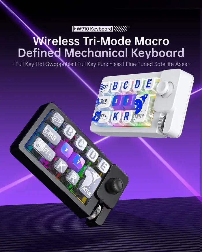 W910 USB/Bluetooth/2.4G filaire/sans fil Programmable clavier de jeu mécanique