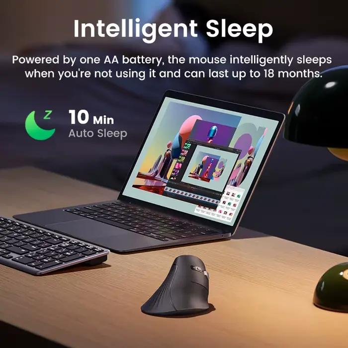 UGREEN souris verticale sans fil bluetooth 5.0 2.4G ergonomique 4000DPI 6 boutons muets pour MacBook tablette