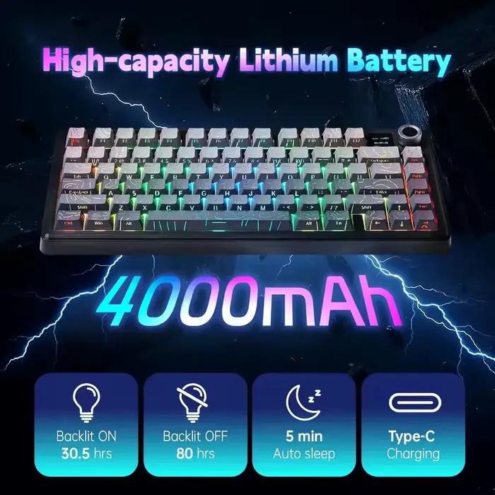 Clavier mécanique AULA F75 MAX 75% filaire/Bluetooth/2.4G