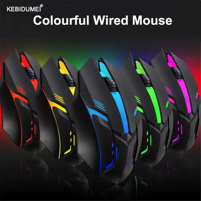Souris de jeu filaire Kebidumei avec éclairage LED respiratoire pour joueurs électroniques et amateurs de qualité supérieure
