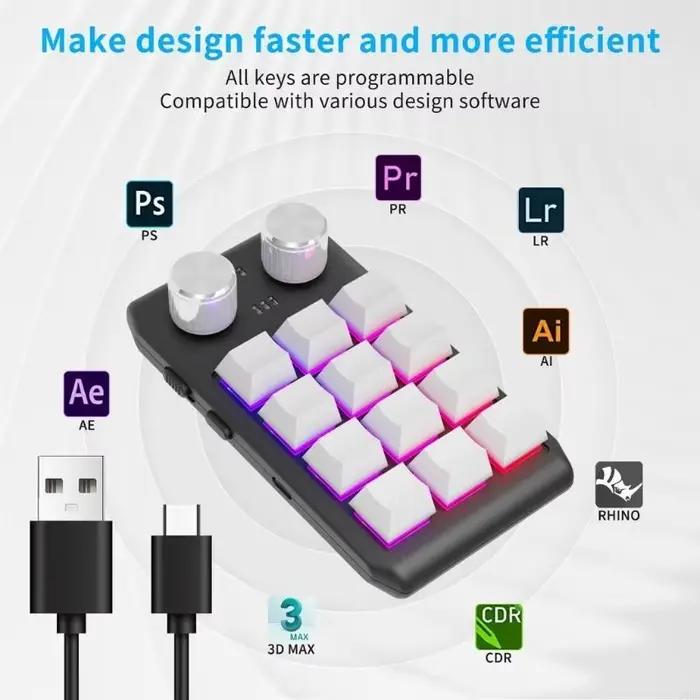 Clavier mécanique Ultra-mince avec 12 touches programmables