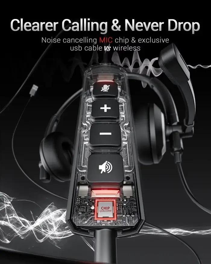 AWATRUE EH05 casque USB filaire avec Microphone antibruit contrôle en ligne léger son amélioré pour ordinateur portable